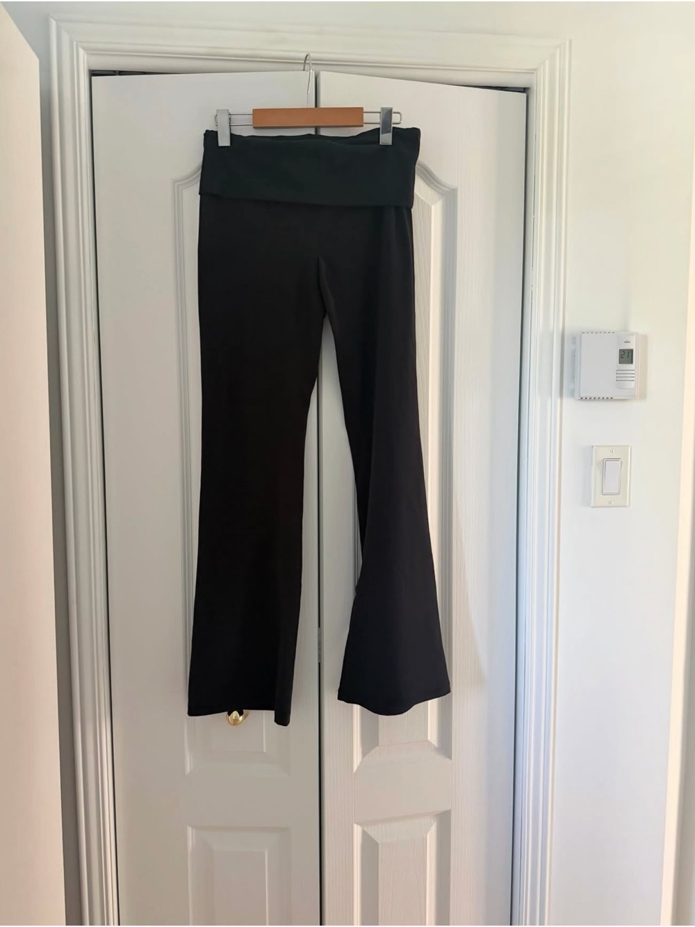 Garage Black Fold-Over Waist Flare Pants